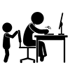 Work while caring for children ｜ Free way of working ｜ Telework ――Business ｜ Clip art ｜ Free material
