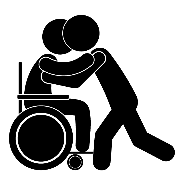 Nursing Care Welfare ｜ Wheelchair ｜ Elderly ｜ Holding-Illustration / Clip Art / Free / Photo / Icon / Black and White / Simple