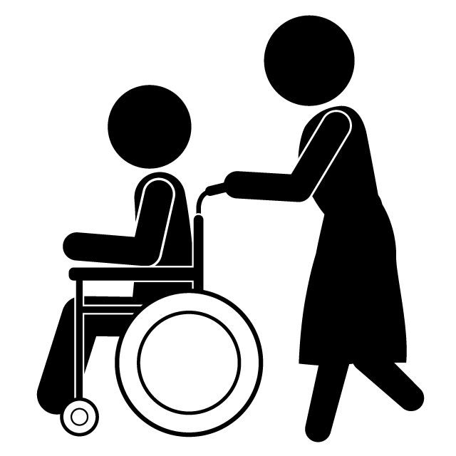 Nursing Care Helper ｜ Wheelchair ｜ Elderly Housing with Care ｜ Elderly-Illustration / Clip Art / Free / Photo / Icon / Black and White / Simple
