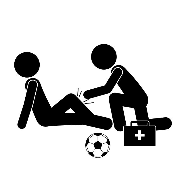 Sports Trainer ｜ Support ｜ Treatment ｜ First Aid-Illustration / Clip Art / Free / Photo / Icon / Black / White / Simple