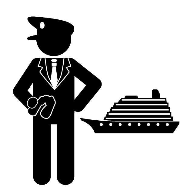 航海士｜一等航海士｜大型船｜船長 - 挿絵/クリップアート/フリー/写真/アイコン/白黒/シンプル