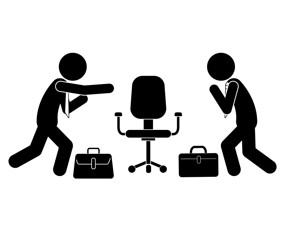 Find a new job. An unmotivated businessman. --Illustration / Clip art / Free / Photo / Icon / Black and white / Simple