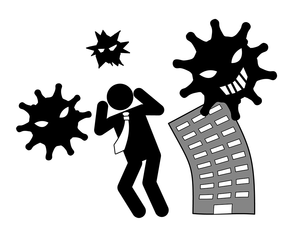 Receive power harassment at the company. Employment deteriorates. --Illustration / Clip art / Free / Photo / Icon / Black and white / Simple