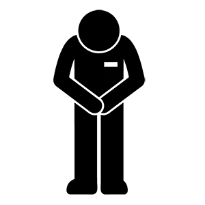 手を前で組んで深々と頭を下げてお辞儀をしている人のアイコン